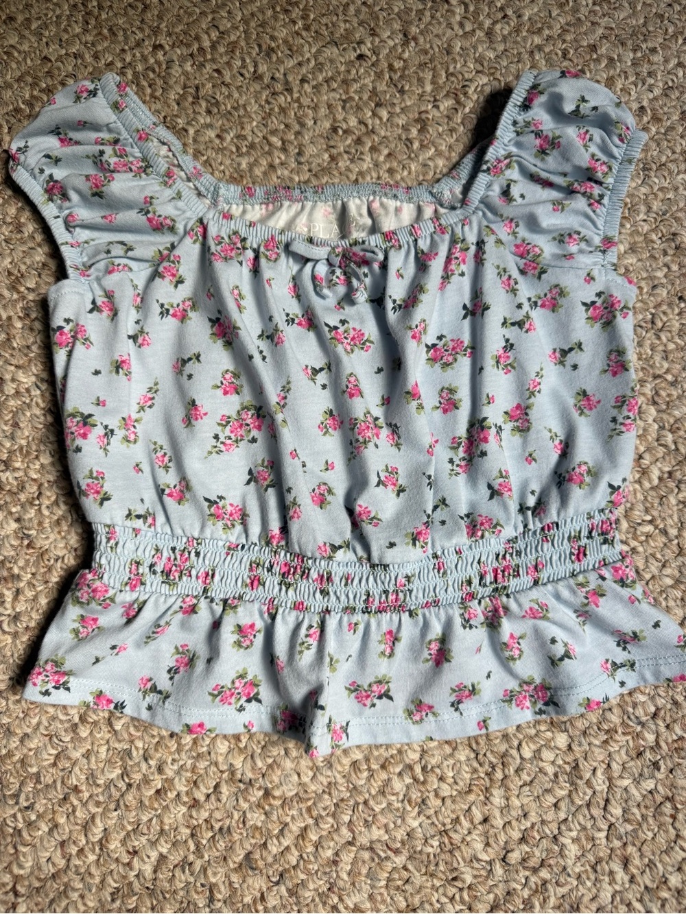 Girls Floral Smocked Top
